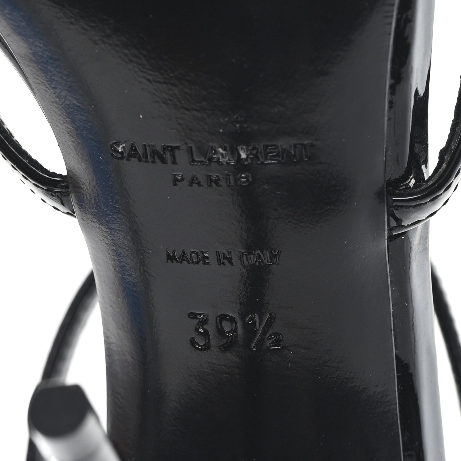 Saint Laurent Patent Cassandra 100 Ankle Strap Sandals 39.5 Black 7 of 10