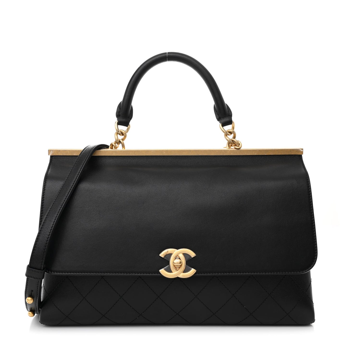 Lambskin Quilted Small Coco Lux Flap  Black