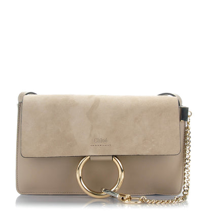 Chloe Suede Calfskin Small Faye Shoulder Bag Motty Grey 1 of 8