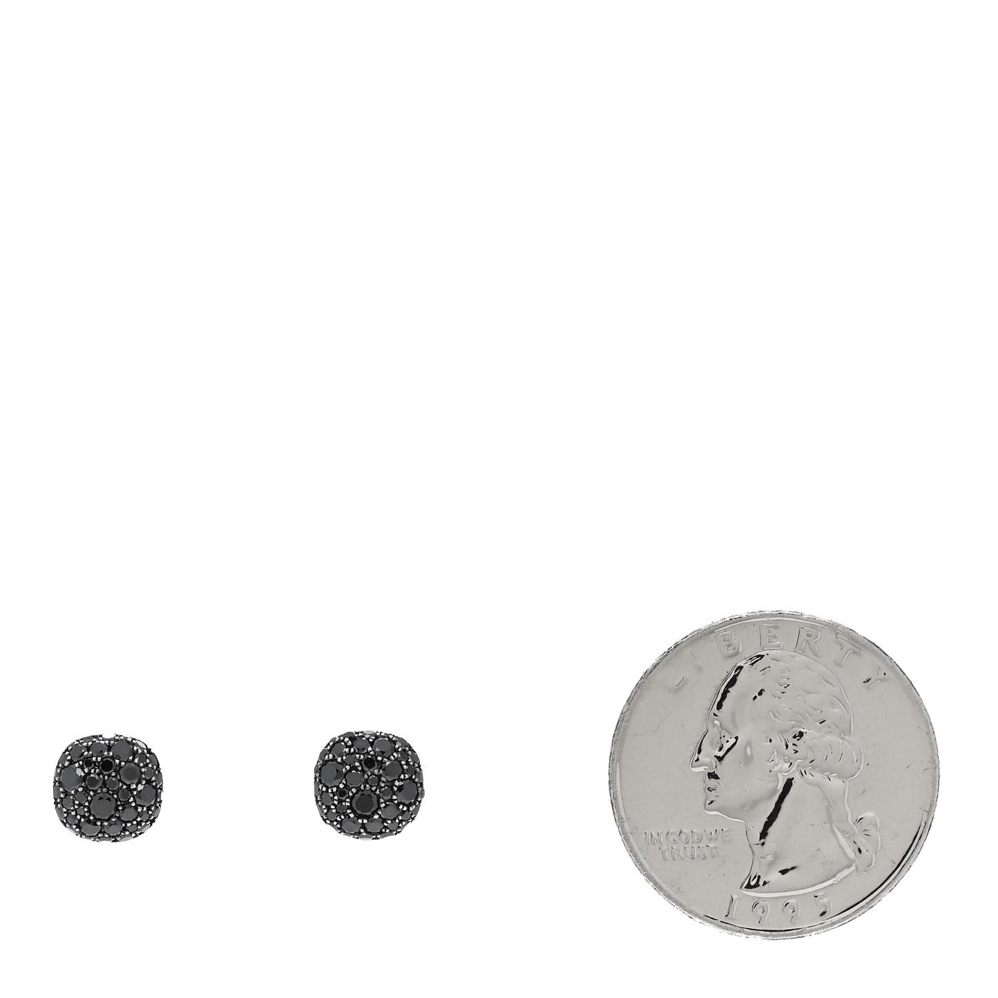 18K White Gold Black Diamond 8mm Cushion Stud Earrings