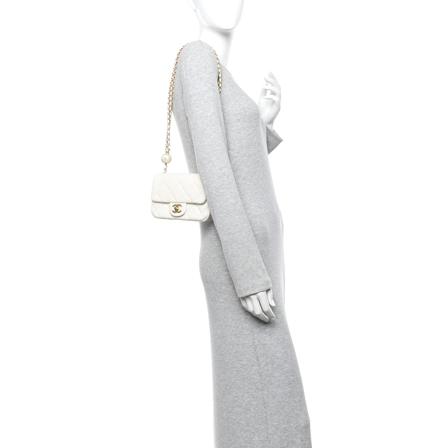 Chanel Lambskin Quilted Pearl Small Flap White 2 of 10
