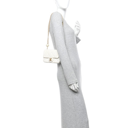 Chanel Lambskin Quilted Pearl Small Flap White 2 of 10