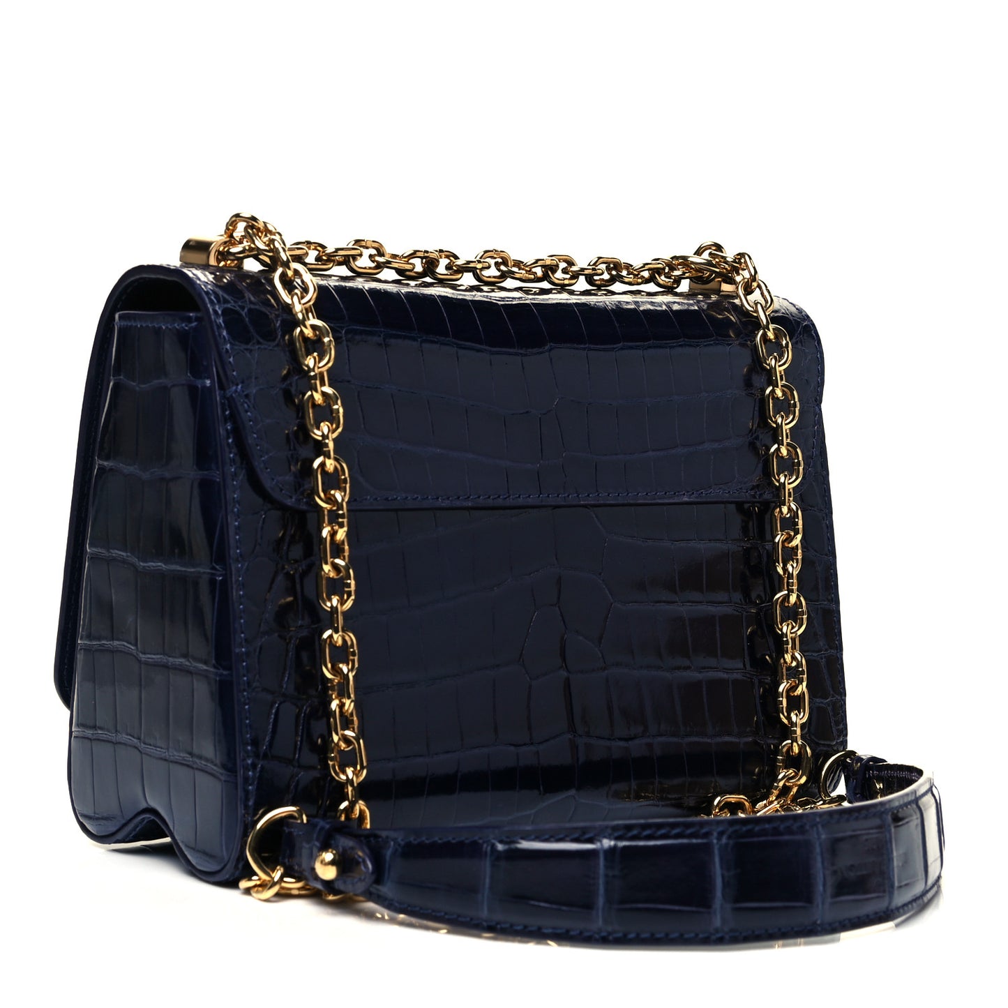 Crocodile Twist Shoulder Bag MM Saphir