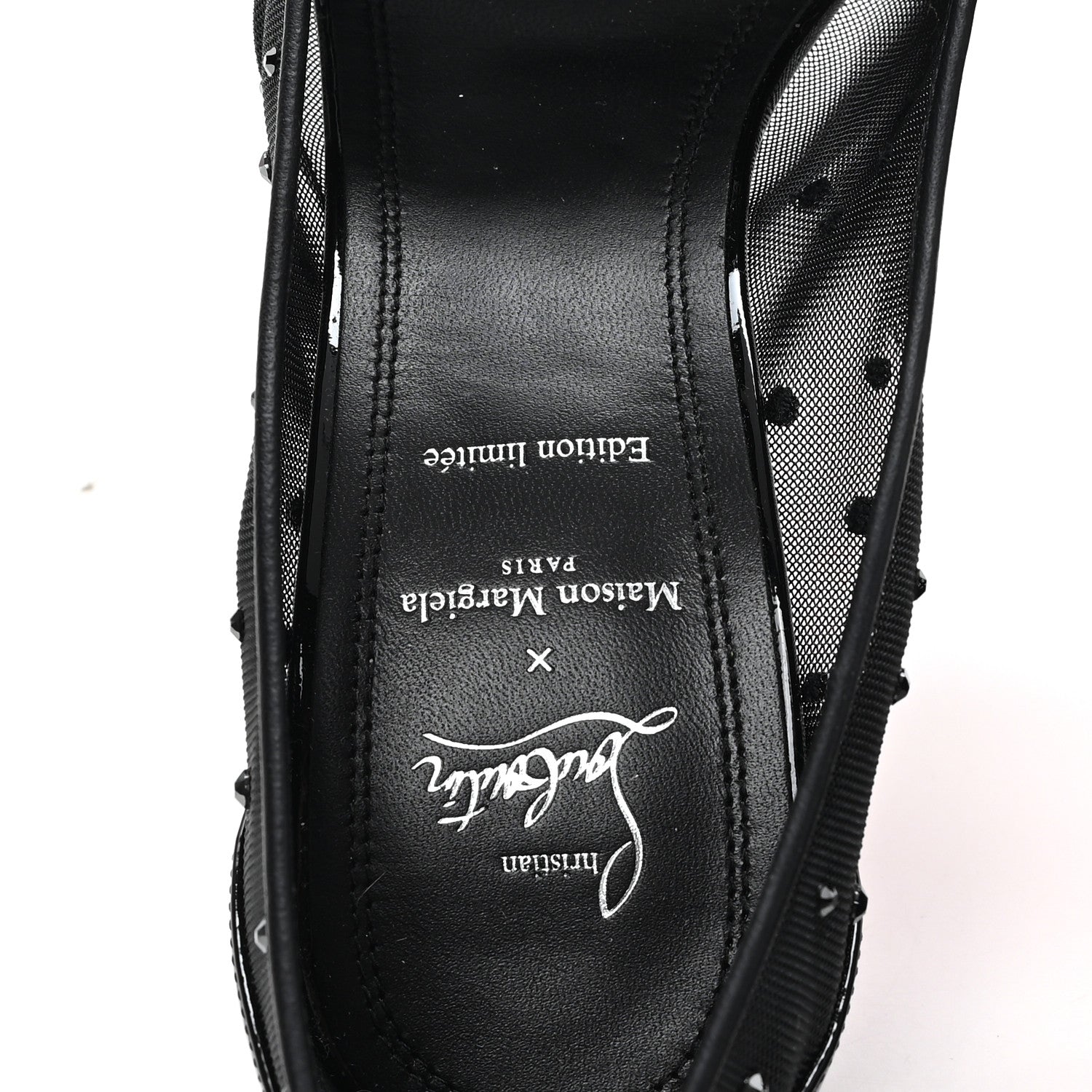 Christian Louboutin X MAISON MARGIELA Rete Patent Strass Bridiela Una 100 Pumps 39 Black 8 of 9