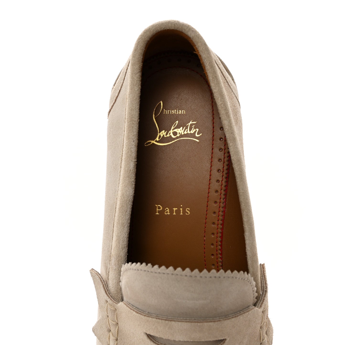 Veau Velours Mens No Penny Flat Loafers 41.5 Natural