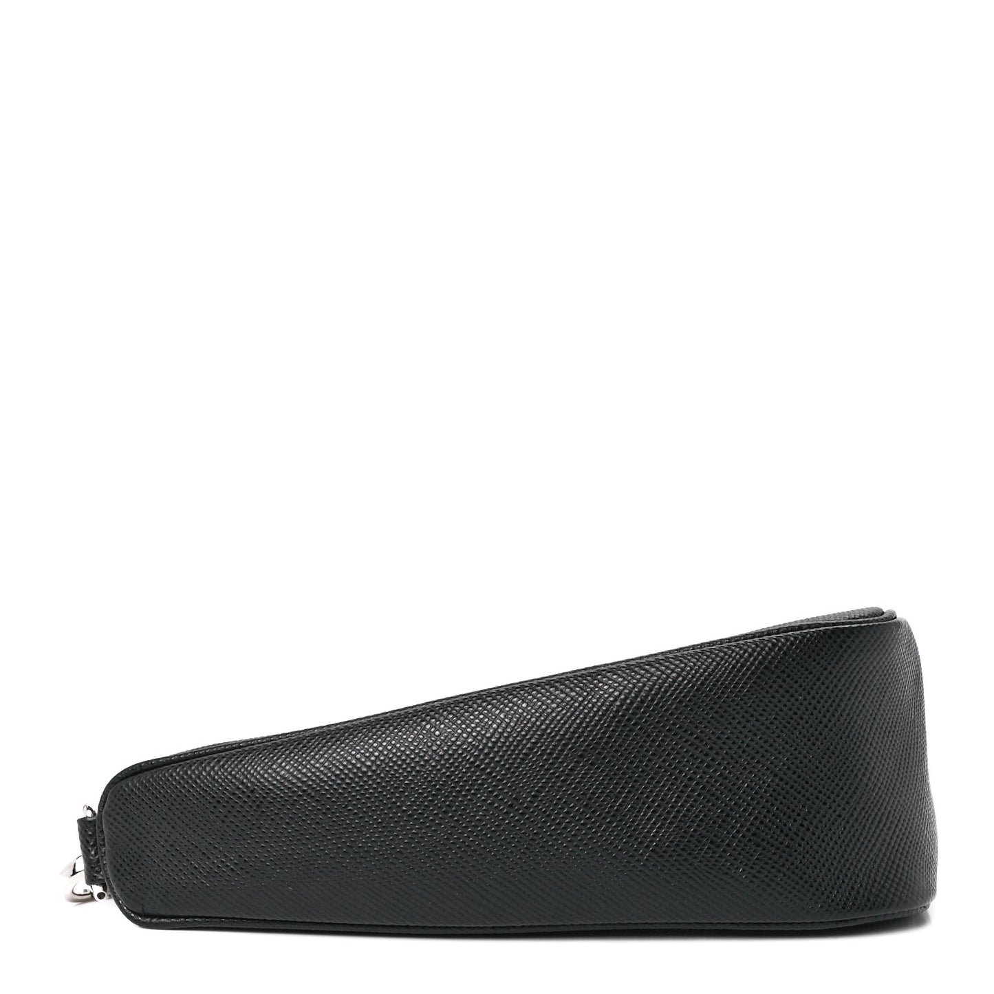 Saffiano Cuir Triangle Logo Embossed Triangle Wristlet Black