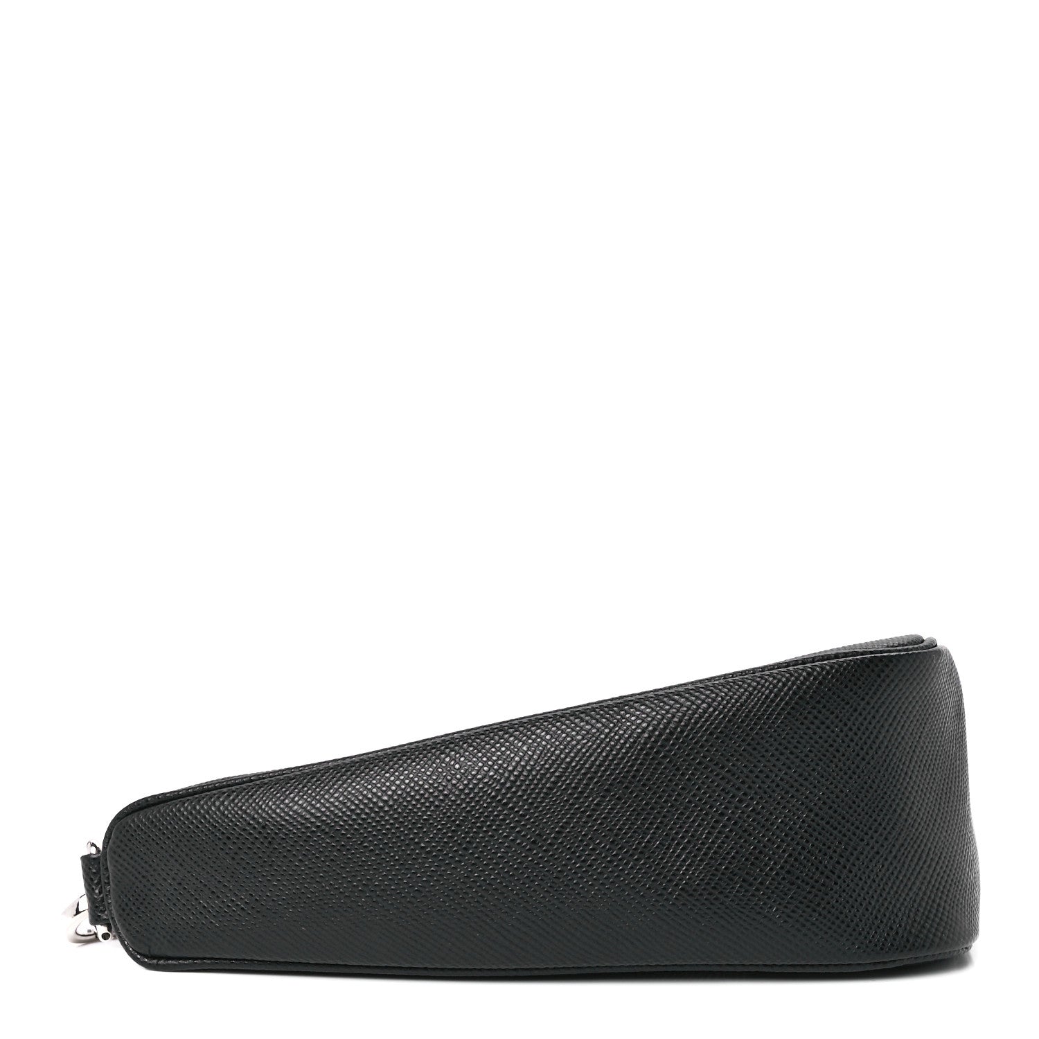 Prada Saffiano Cuir Triangle Logo Embossed Triangle Wristlet Black 4 of 12