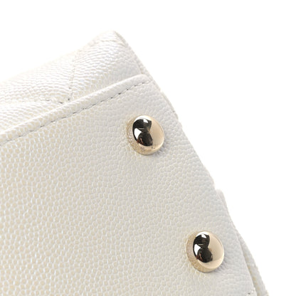 Chanel Iridescent Caviar Quilted Mini Coco Handle Flap White 10 of 11