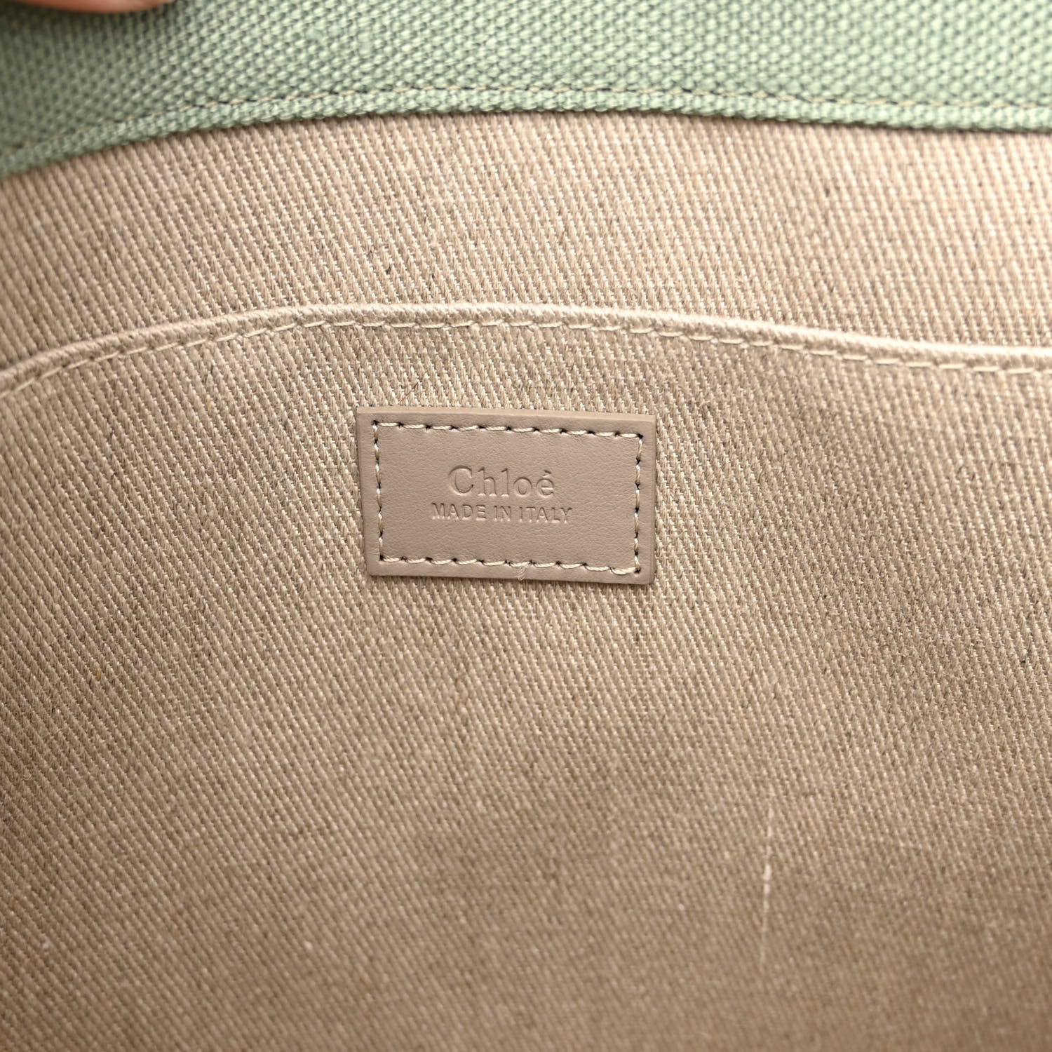 Chloe Linen Calfskin Medium Woody Ribbon Tote Warm Green 5 of 8