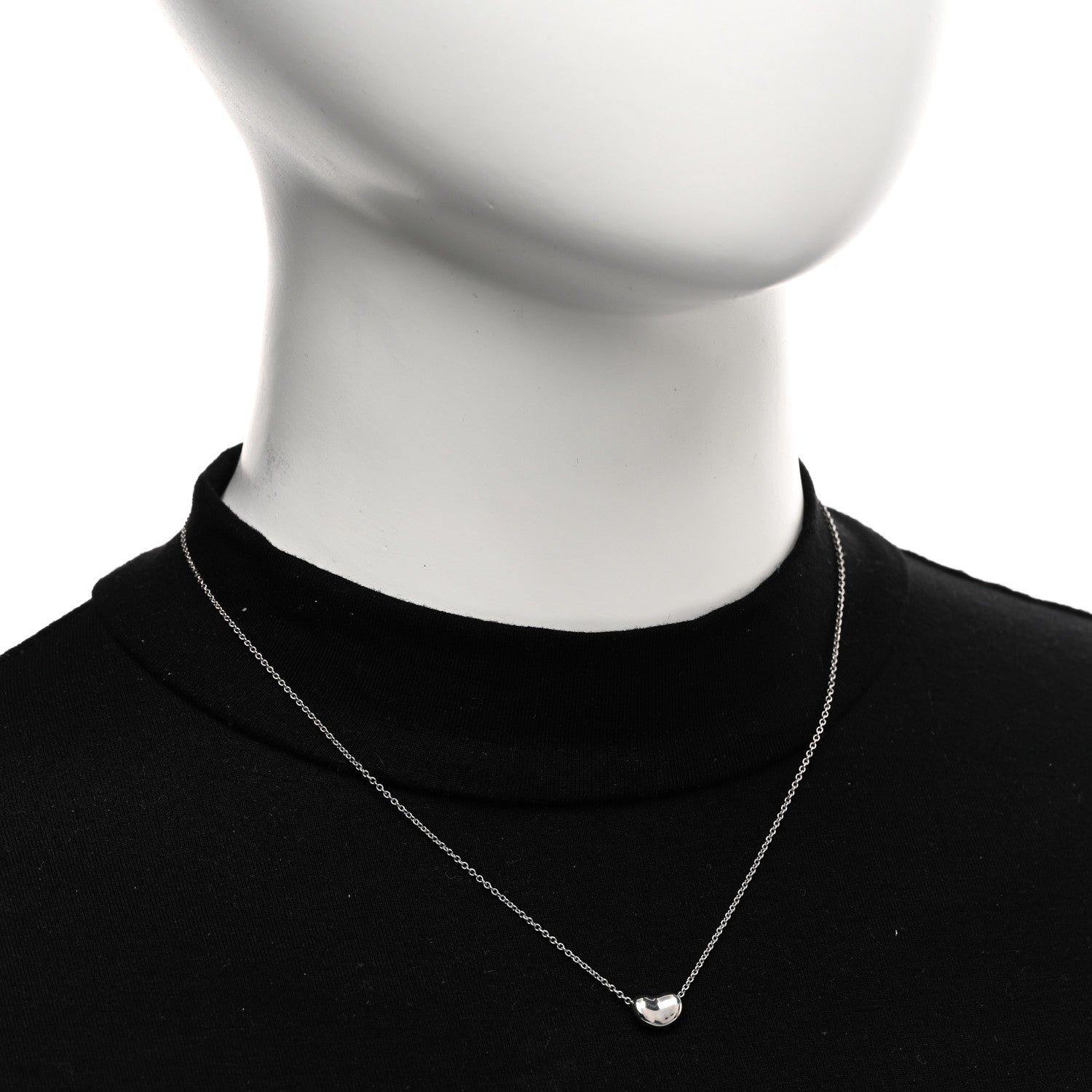 Tiffany Sterling Silver 9mm Elsa Peretti Bean Pendant Necklace 2 of 4