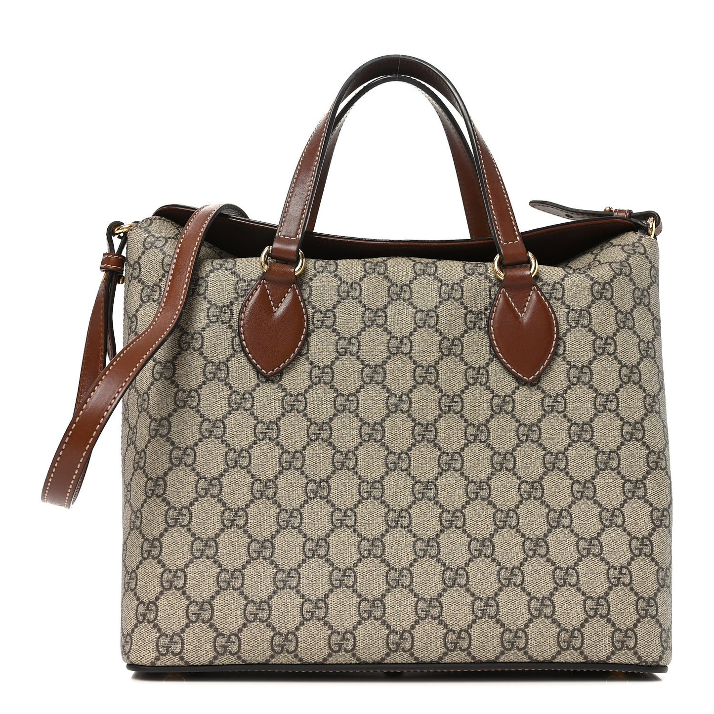 GG Supreme Monogram Linea A Foldover Tote Brown