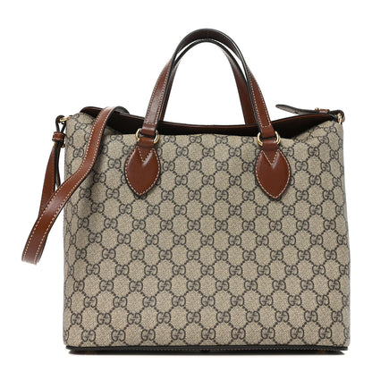 Gucci GG Supreme Monogram Linea A Foldover Tote Brown 1 of 10