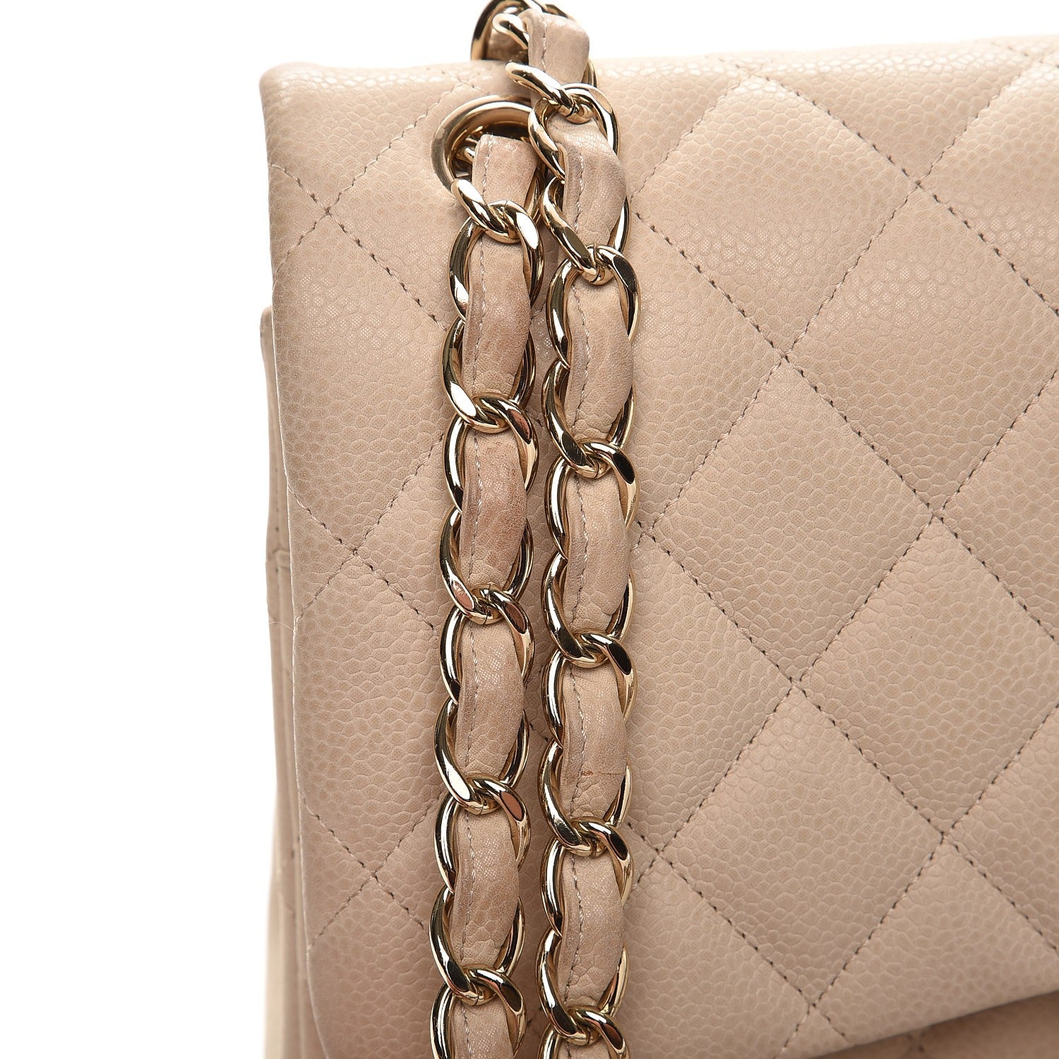 Chanel Caviar Quilted Jumbo Double Flap Light Beige 17 of 21