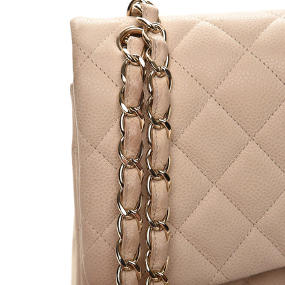 Chanel Caviar Quilted Jumbo Double Flap Light Beige 17 of 21