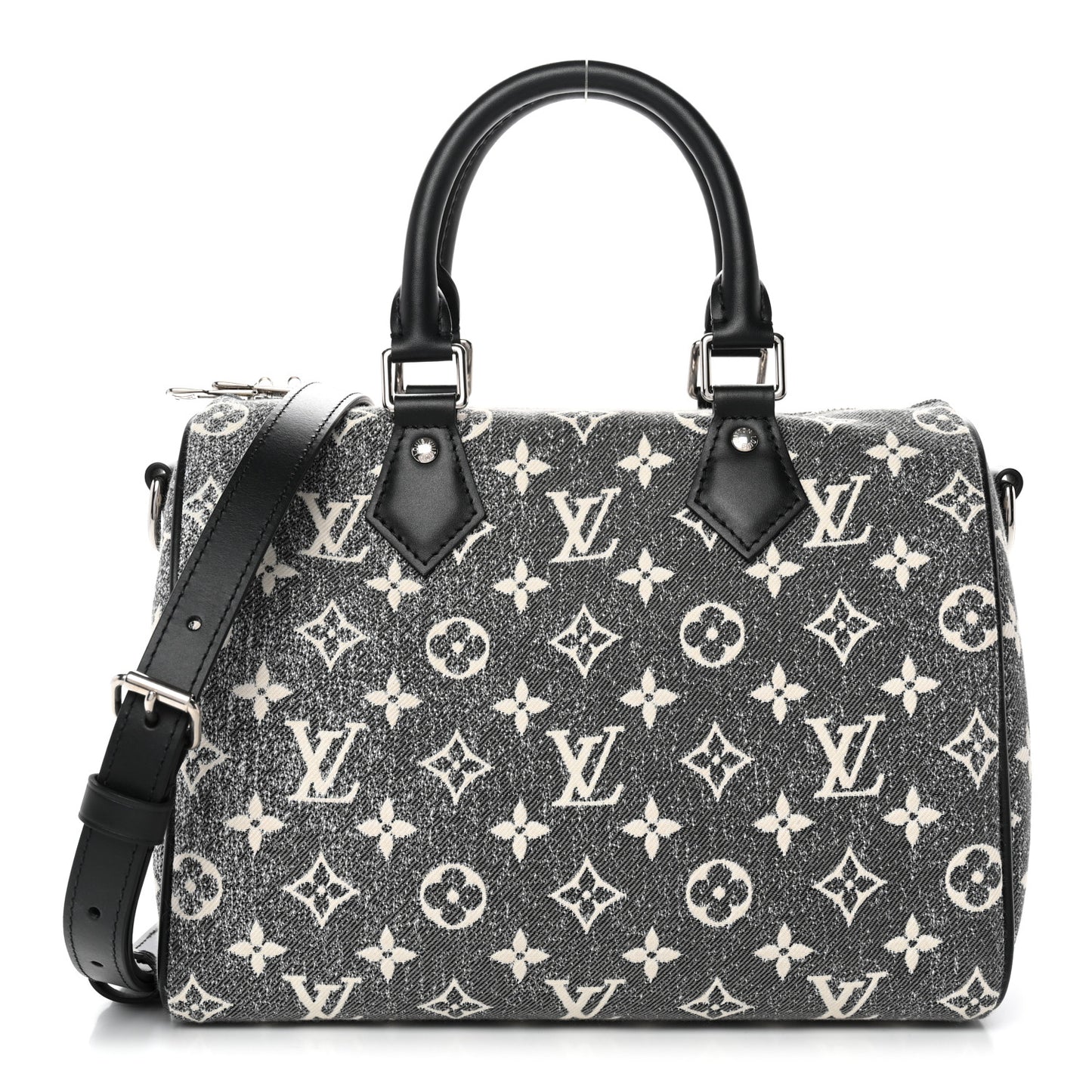 Denim Monogram Jacquard Speedy Bandouliere 25 Black