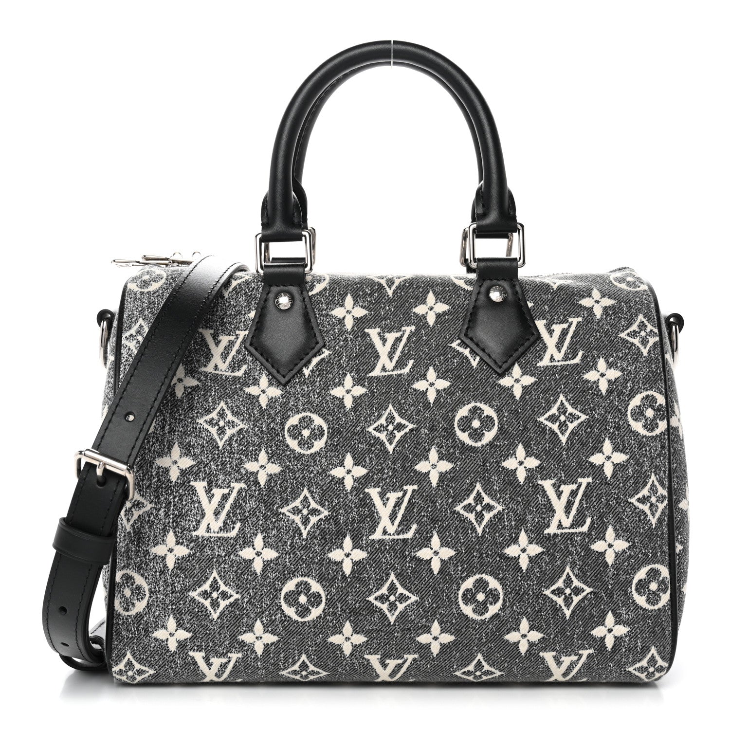 Louis Vuitton Denim Monogram Jacquard Speedy Bandouliere 25 Black 1 of 9