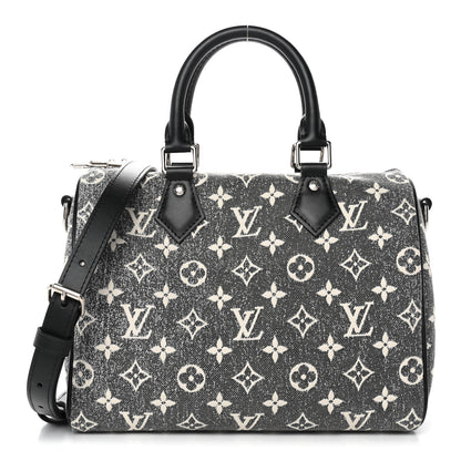 Louis Vuitton Denim Monogram Jacquard Speedy Bandouliere 25 Black 1 of 9