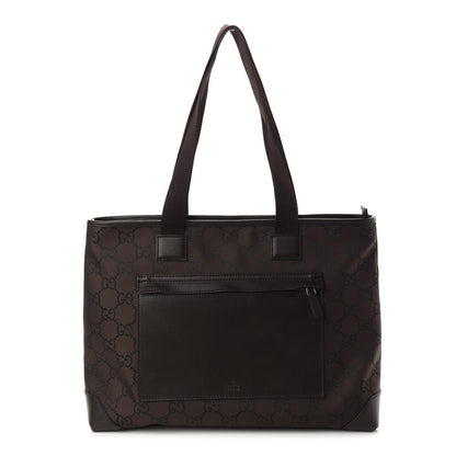 Gucci Nylon Monogram Calfskin Large Tote Bag Brown 1 of 8