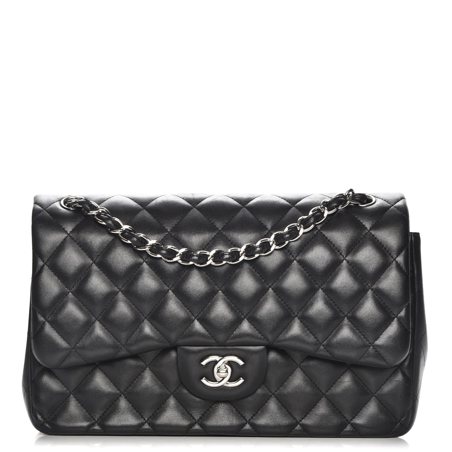 Chanel Lambskin Quilted Jumbo Double Flap Black 1 of 9