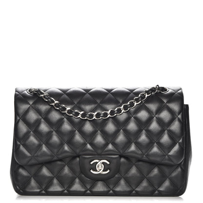 Chanel Lambskin Quilted Jumbo Double Flap Black 1 of 9