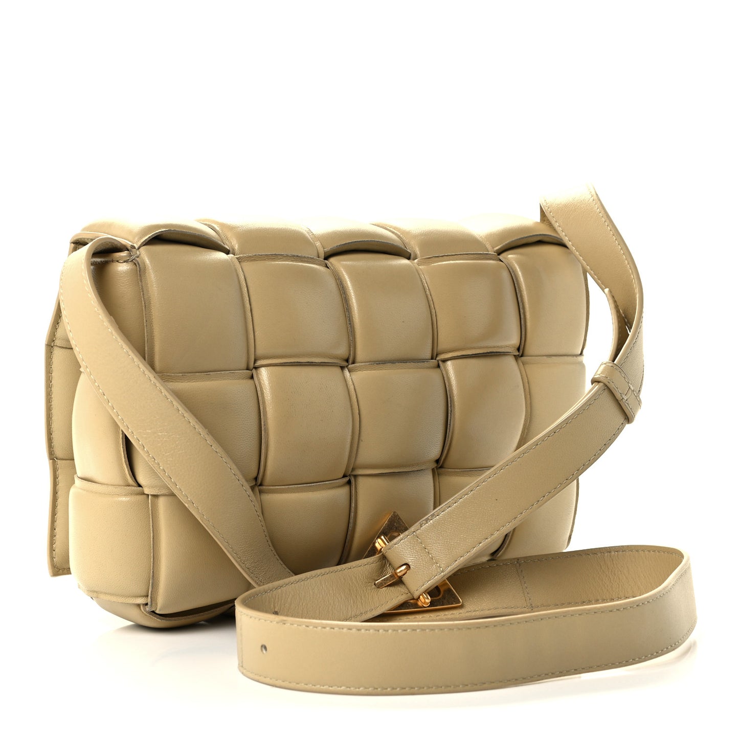 Nappa Maxi Intreccio Padded Cassette Crossbody Bag Tapioca