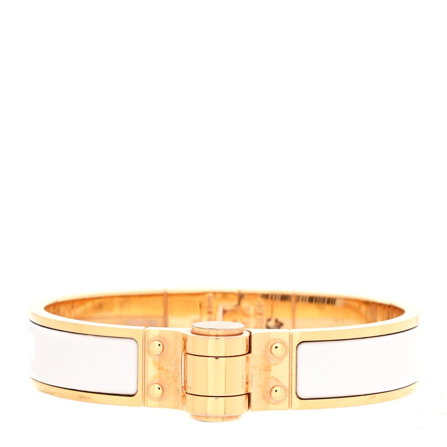 Enamel Charniere Uni Narrow Hinged Bracelet S White