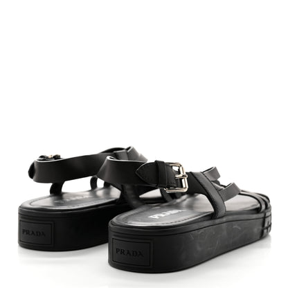 Prada Natural Calfskin Buckled Slingback 30mm Sandals 38 Black 4 of 8