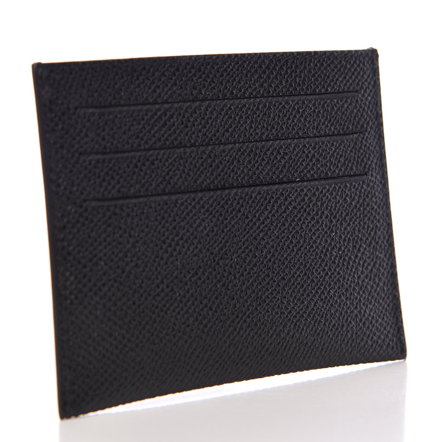 Grained Calfskin Card Holder Black
