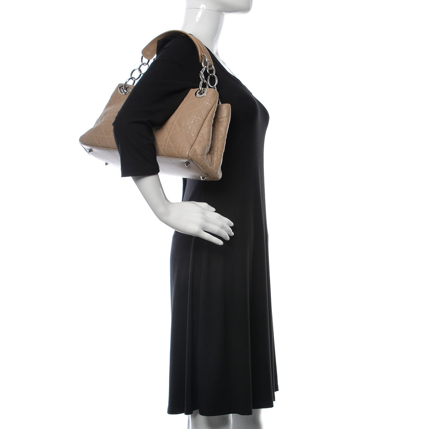 Bottega Veneta CHRISTIAN DIOR Lambskin Cannage Lady Dior Shoulder Bag Beige 2 of 10