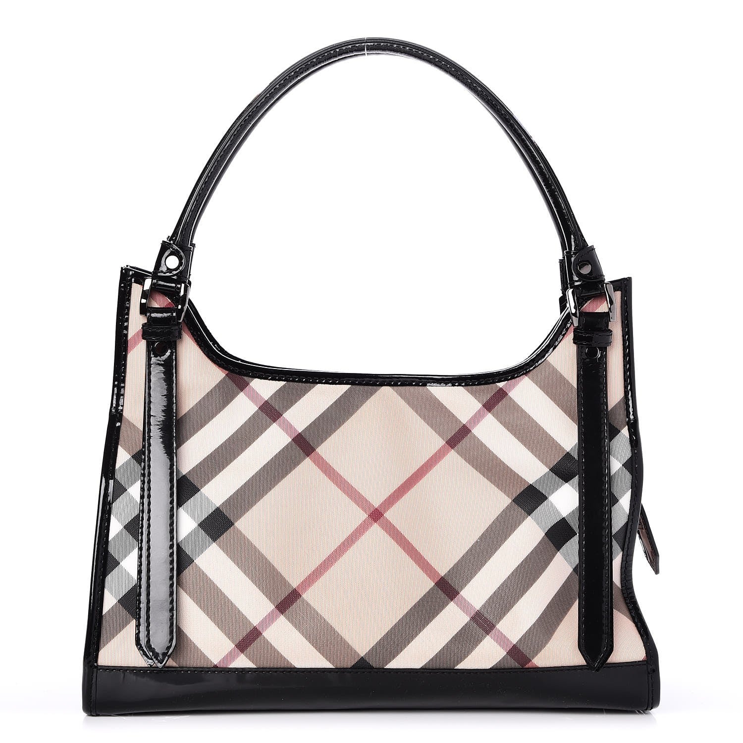 Burberry Patent Trim Supernova Check Ashmore Tote Black 1 of 7