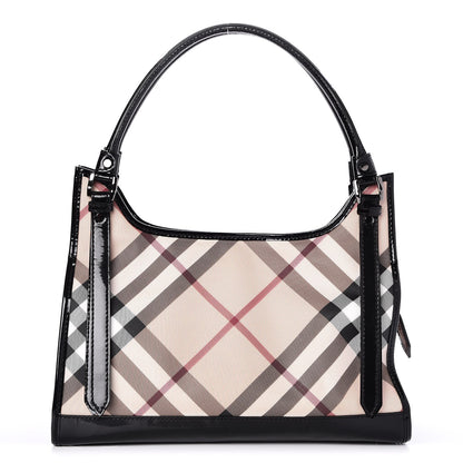 Burberry Patent Trim Supernova Check Ashmore Tote Black 1 of 7