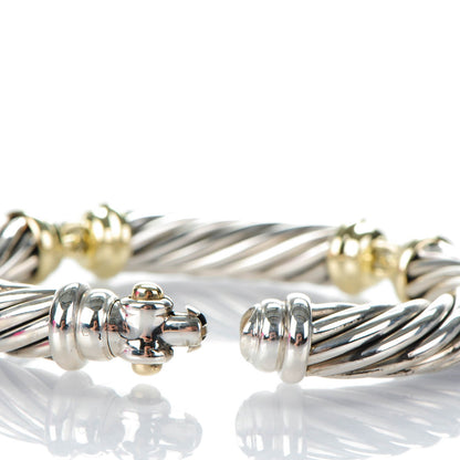 David Yurman Sterling Silver 14K Yellow Gold 10mm Metro Cable Bracelet 6 of 6