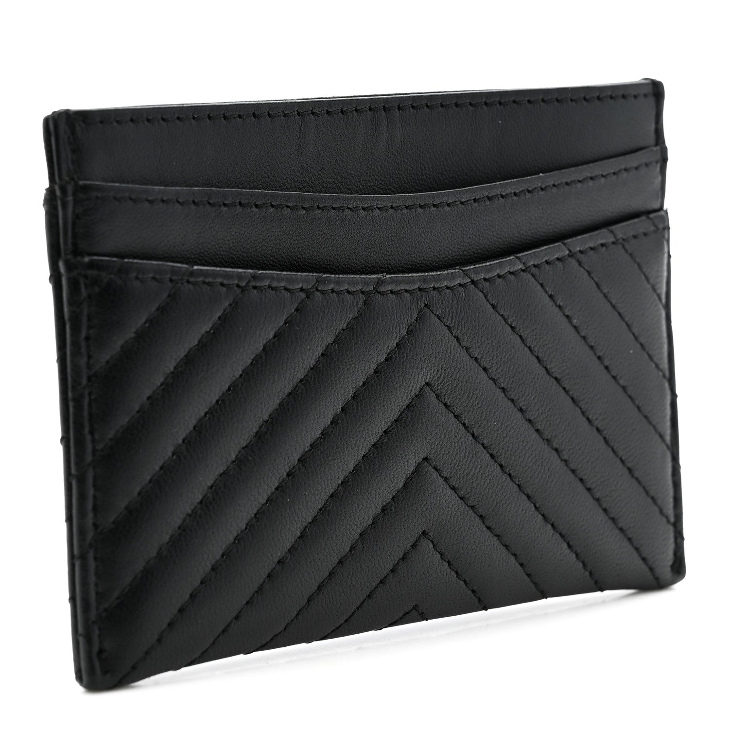 Chanel Lambskin Chevron Quilted Card Holder So Black 3 of 8