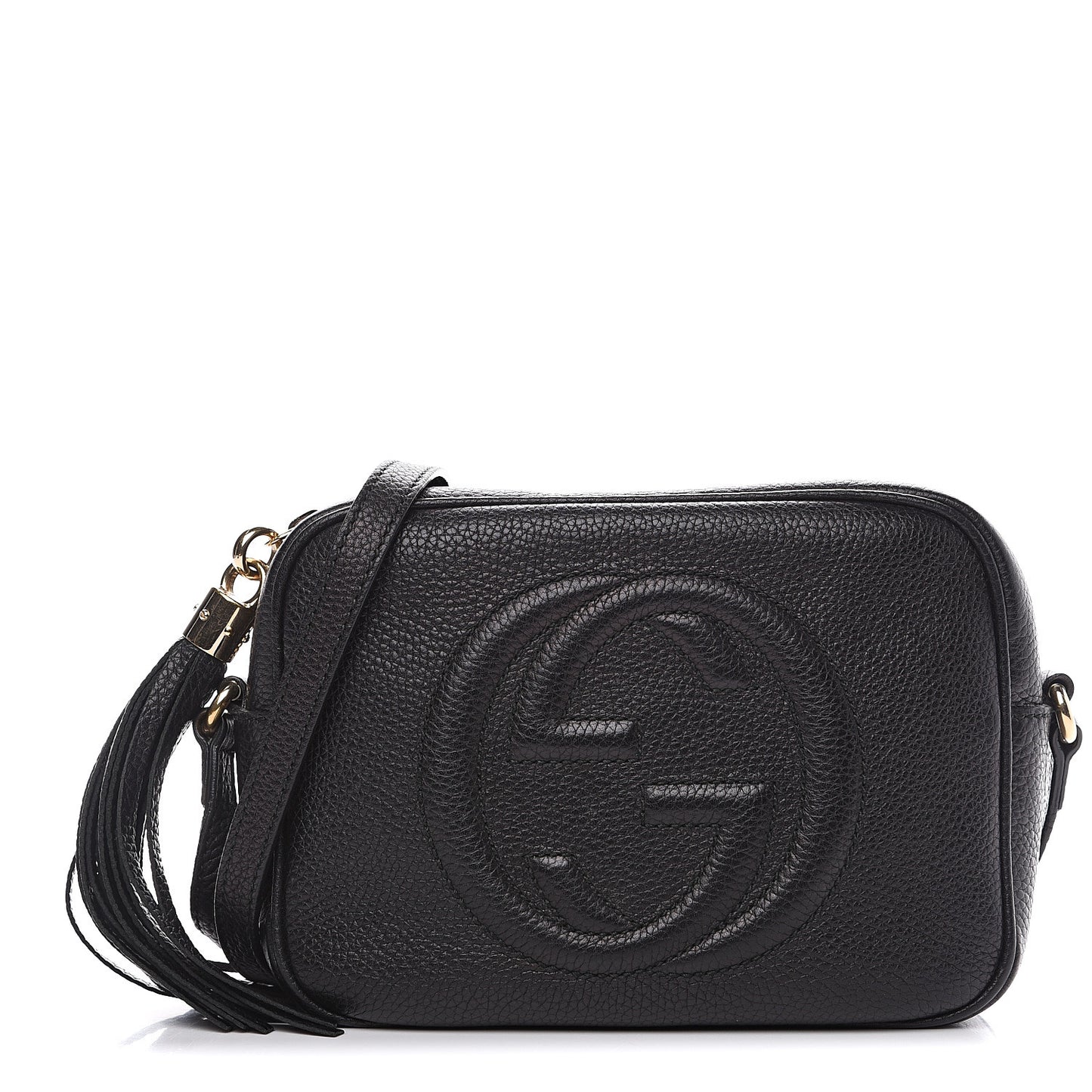 Pebbled Calfskin Small Soho Disco Bag Black