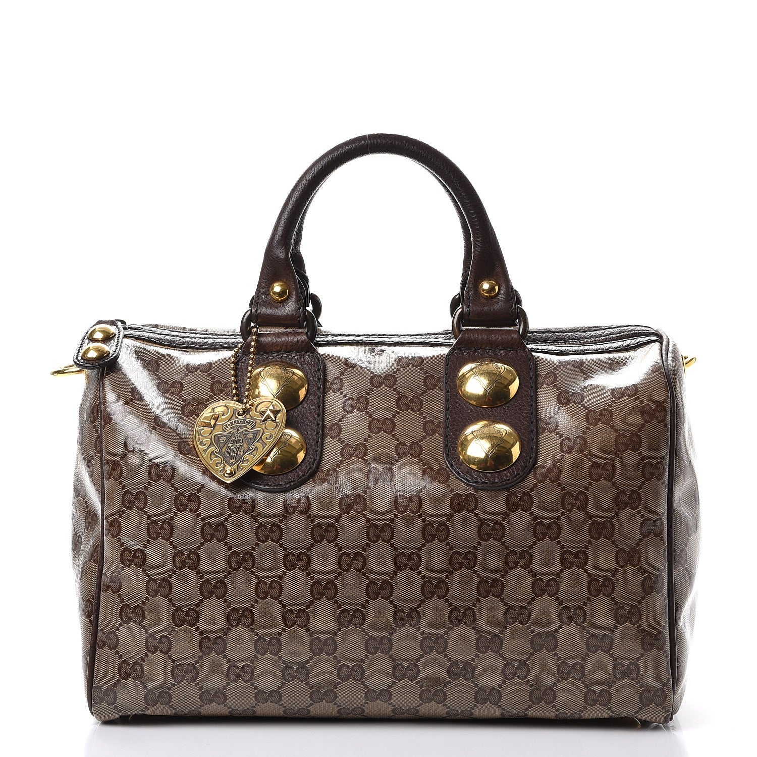 Gucci Crystal Monogram Medium Babouska Boston Dark Brown 1 of 8