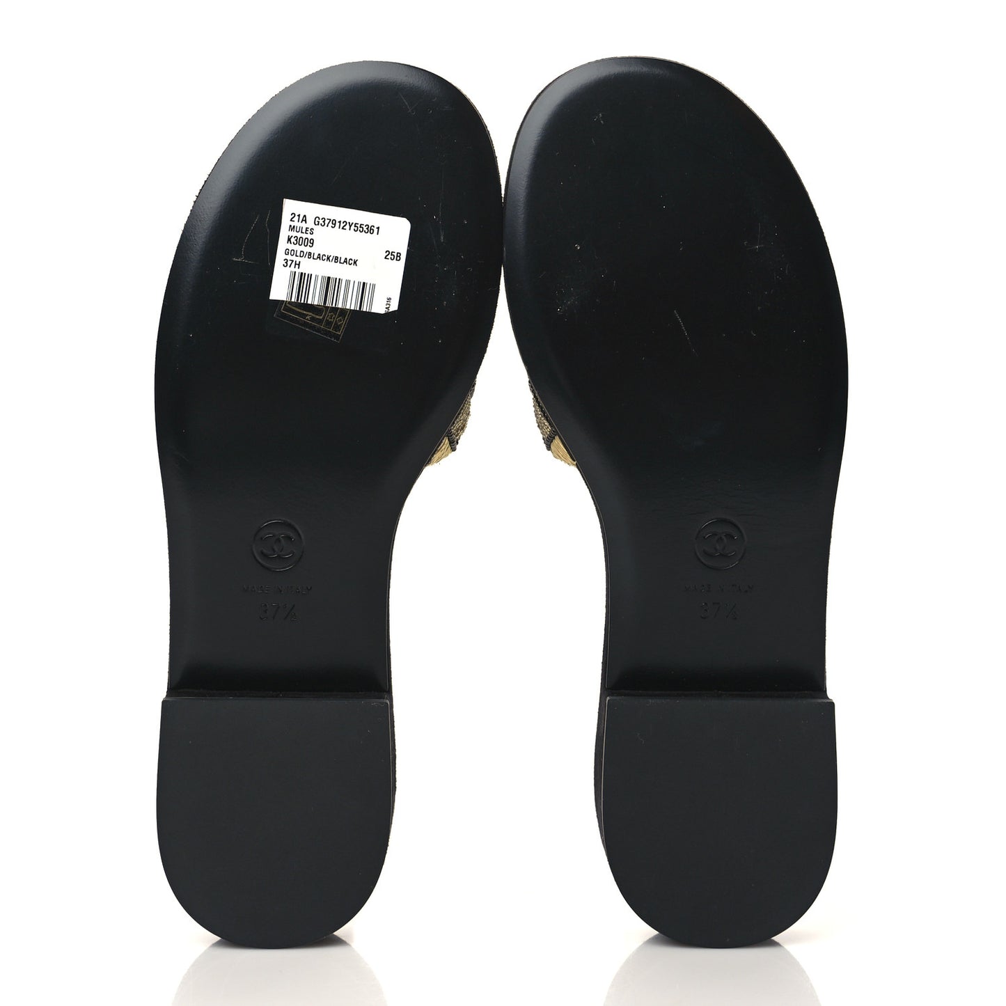 Pearl Embroidery CC Mules 37.5 Gold Black