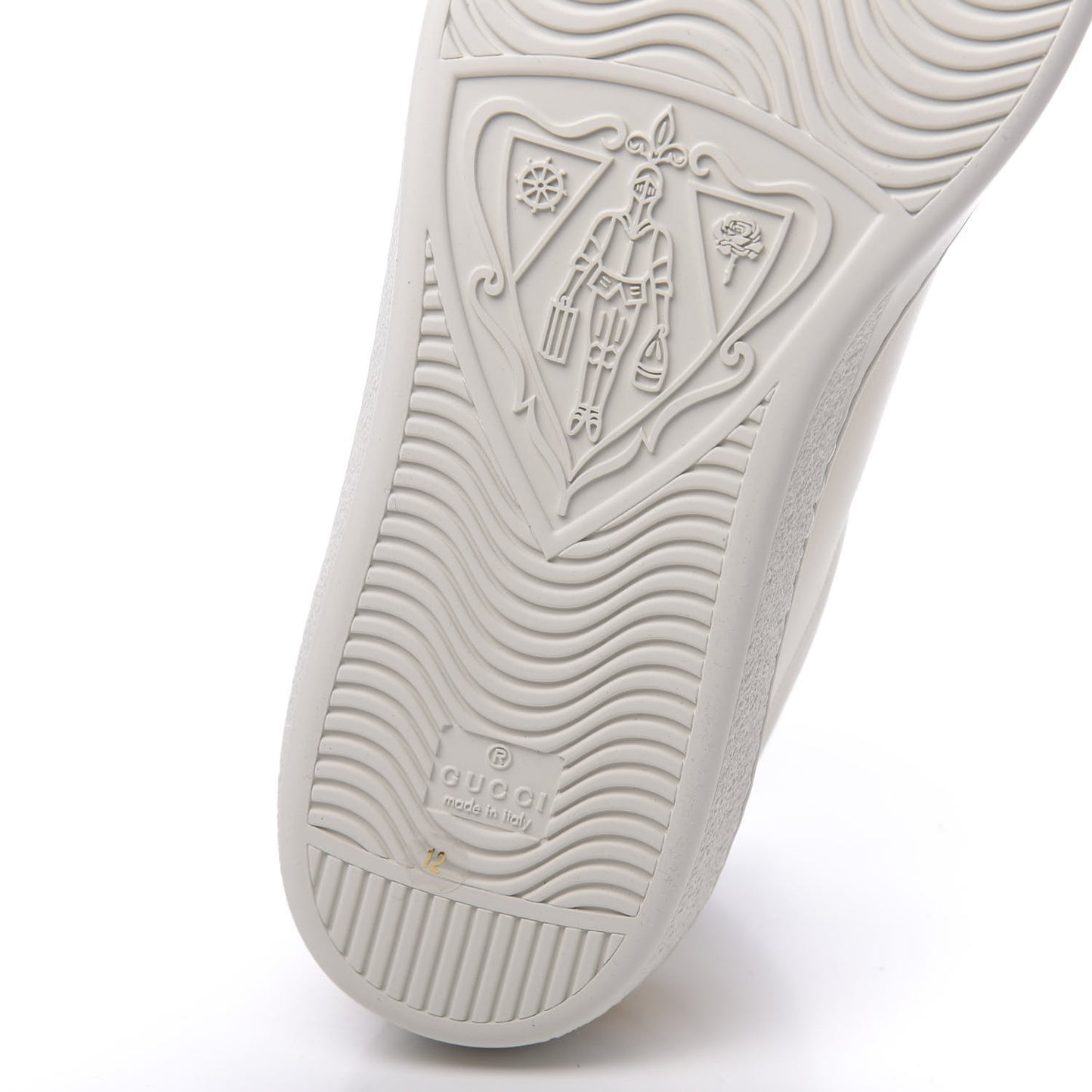 Calfskin Gucci Band Mens Ace High Top Sneakers 12 Mystic White