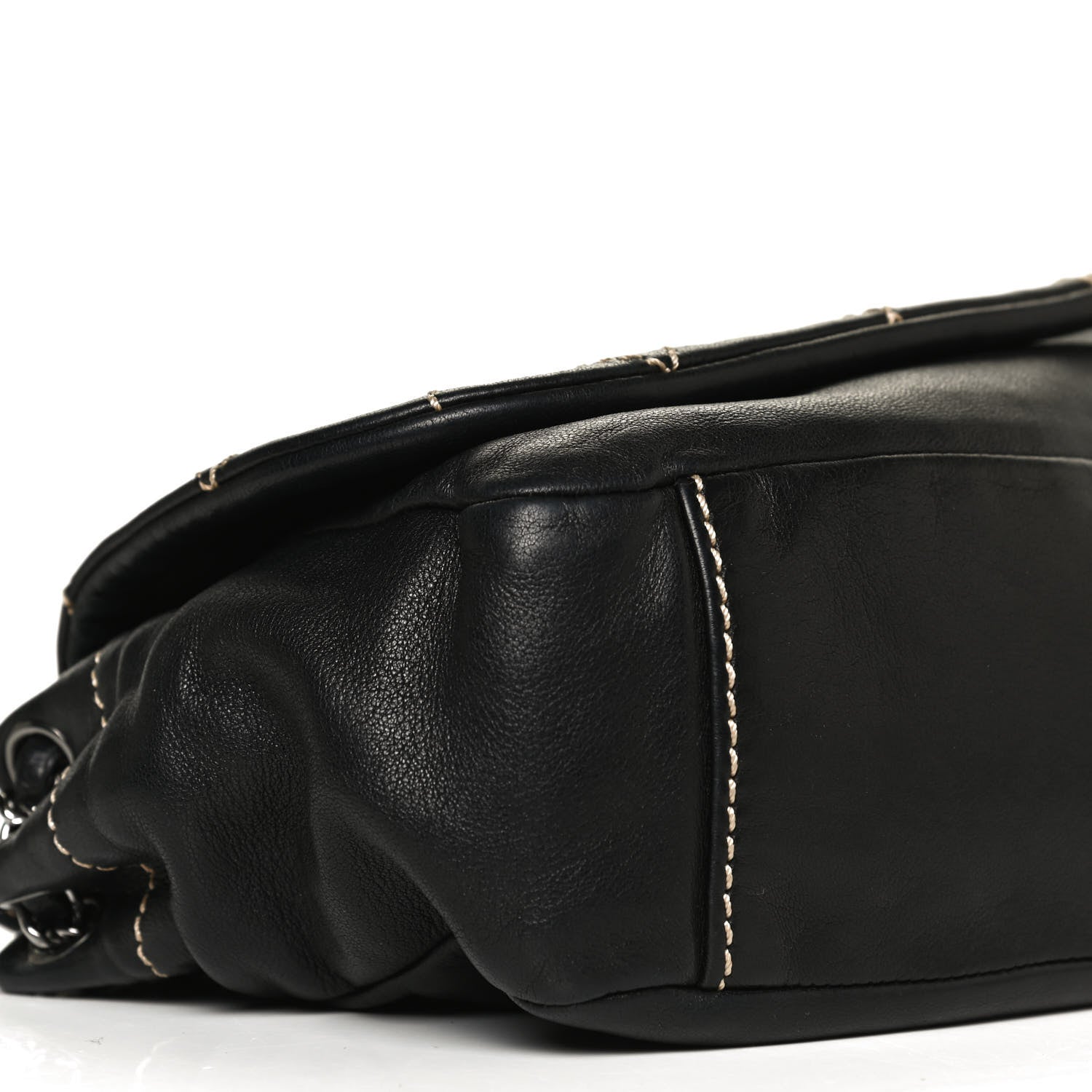 Chanel Lambskin Contrast Stitch Small Surpique Accordion Flap Black 9 of 13