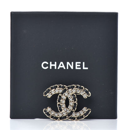 Chanel Lambskin Crystal Vintage Allure CC Chain Brooch Black Gold 5 of 5