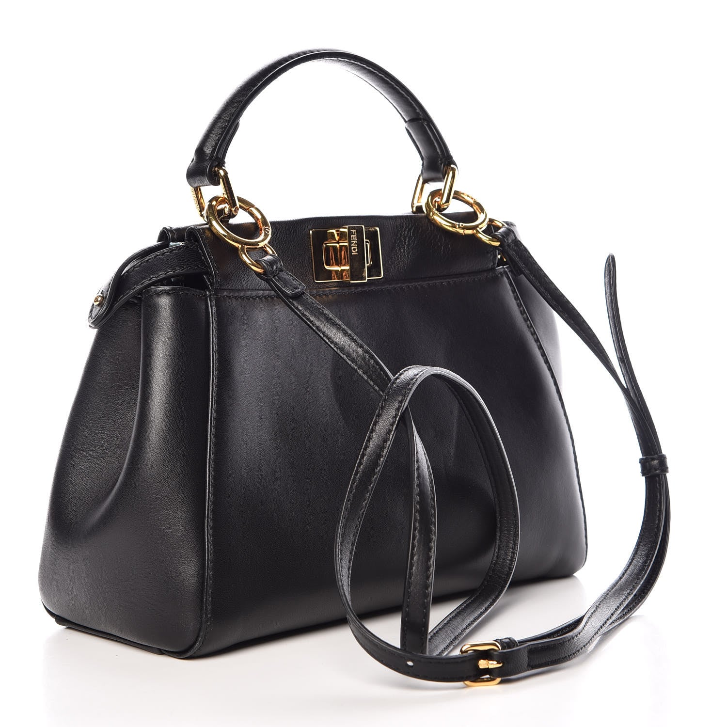 Fendi Nappa Mini Peekaboo Iconic Satchel Black 3 of 11
