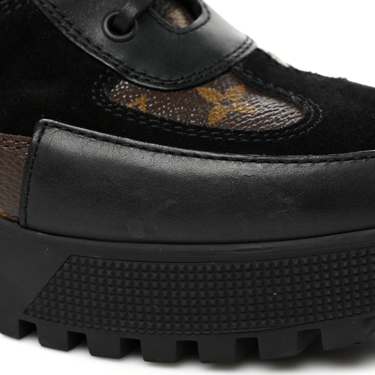 Louis Vuitton Suede Calfskin Monogram Laureate Platform Desert Boots 38.5 Black 14 of 18