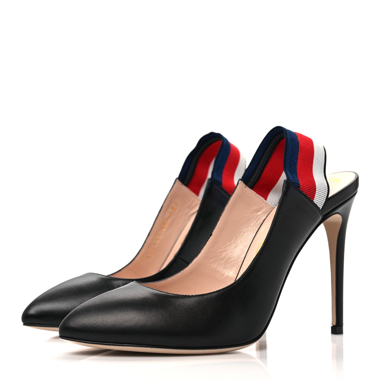 Gucci Malaga Kid Web Sylvie High Heel Slingback Pumps 38.5 Black 3 of 10