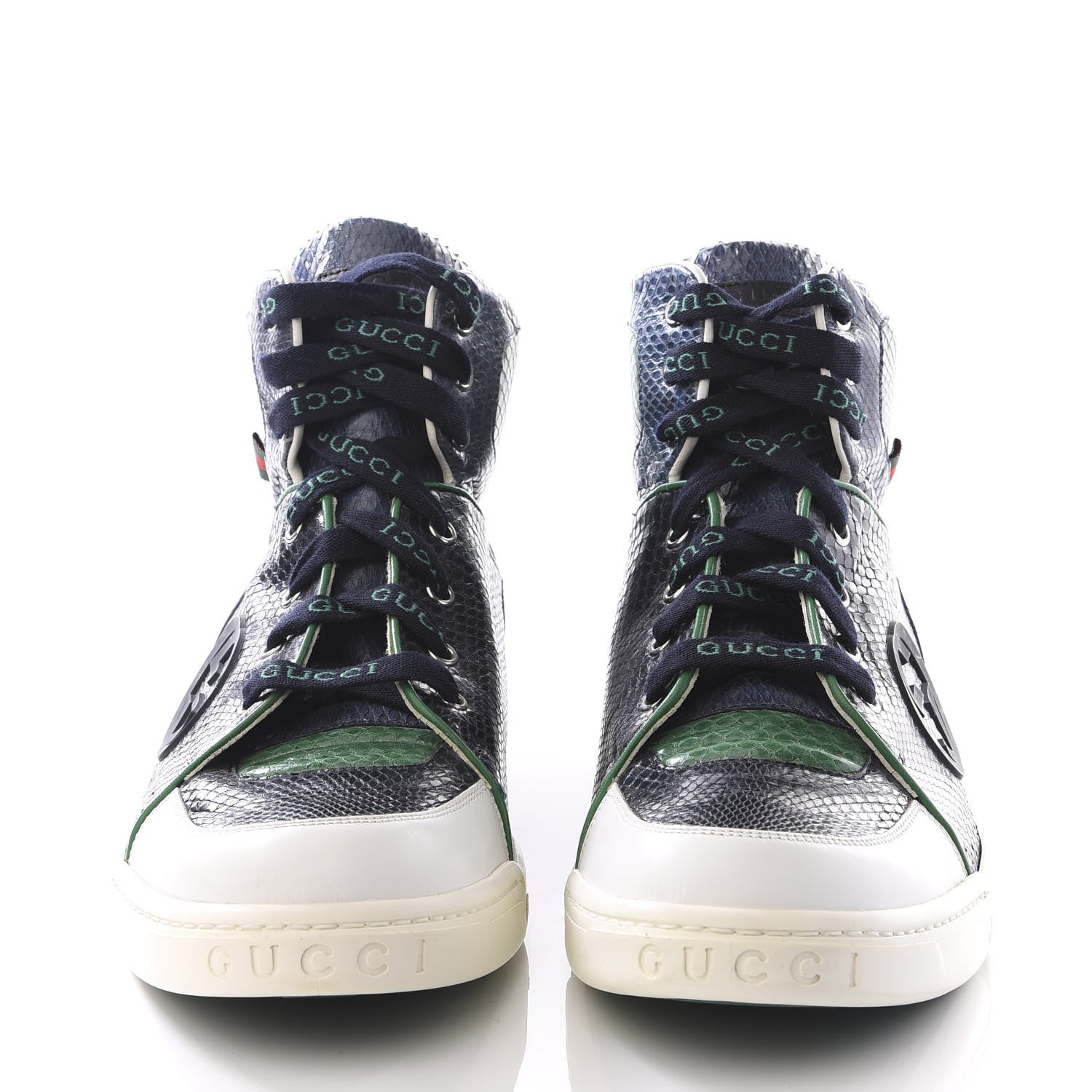 Gucci Snakeskin Interlocking G High Top Sneakers 10.5 Blue 3 of 8