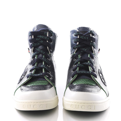 Gucci Snakeskin Interlocking G High Top Sneakers 10.5 Blue 3 of 8