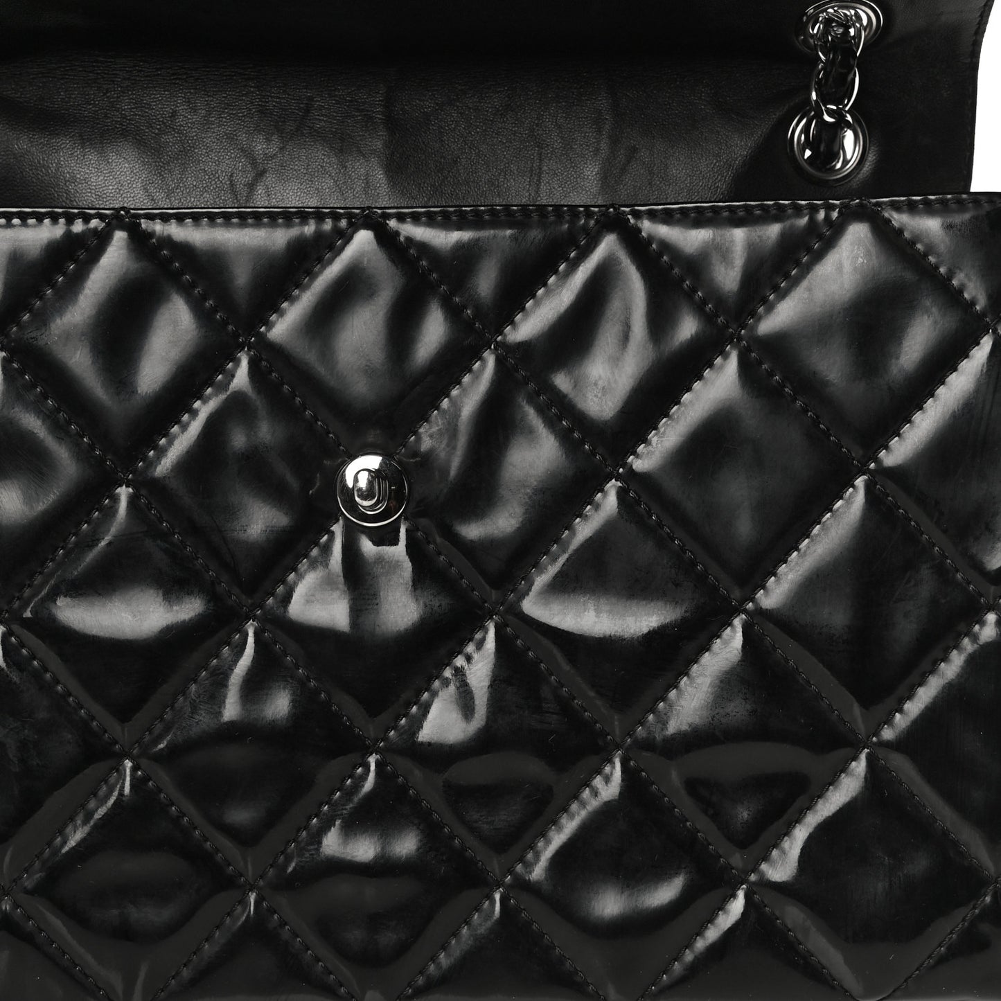 Vinyl Quilted In The Business Flap Bag Black