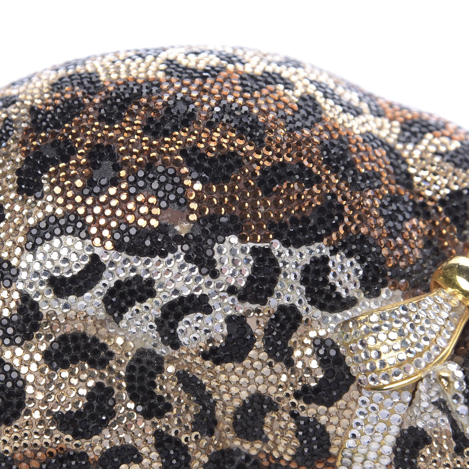Judith Leiber Swarovski Crystal Leopard Sleeping Cat Minaudiere Clutch Gold Multicolor 11 of 15
