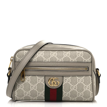 Gucci GG Supreme Monogram Textured Calfskin Web Mini Ophidia Shoulder Bag Beige Mystic White Oatmeal 1 of 9