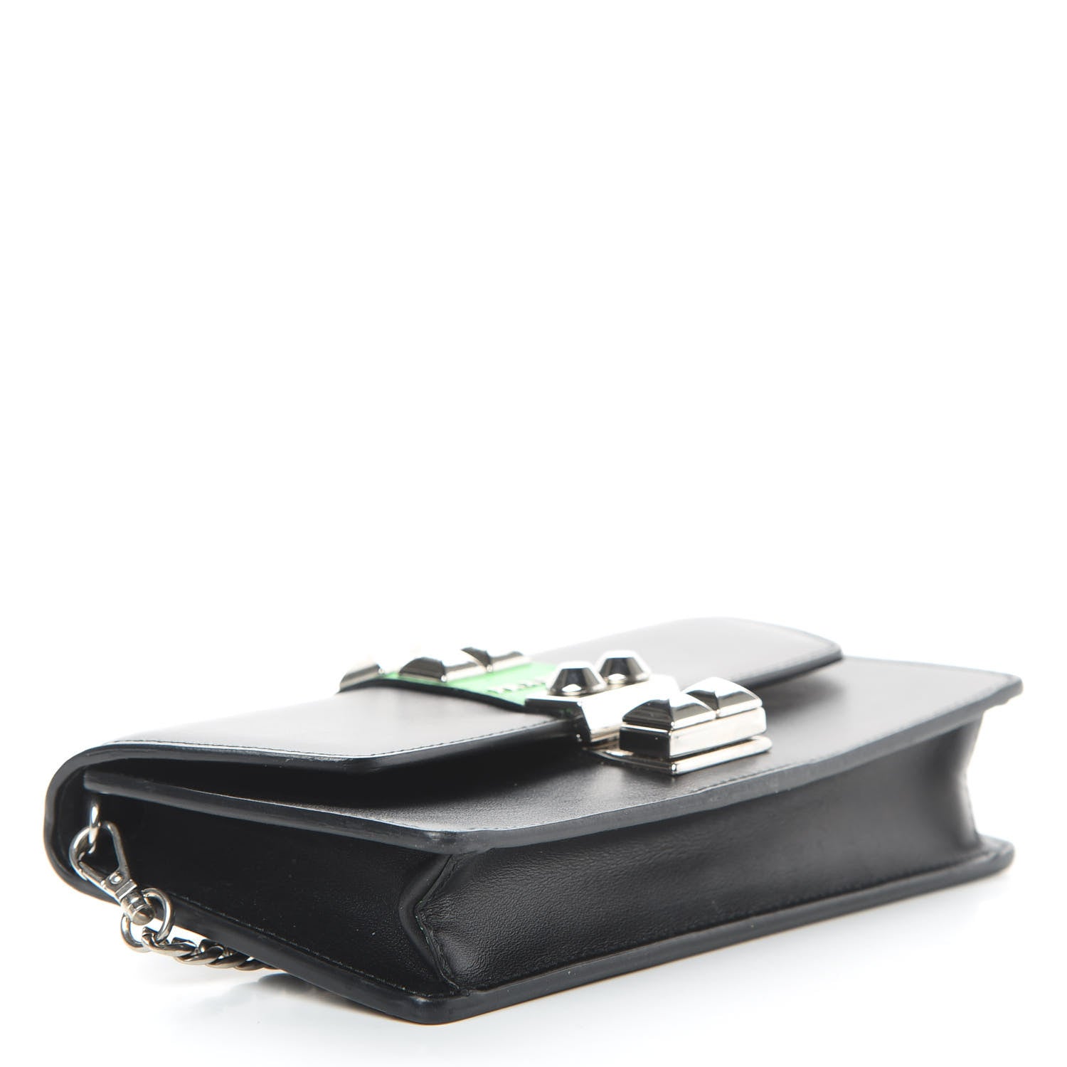 Prada City Calfskin Studded Mini Elektra Crossbody Bag Black Verde 4 of 15