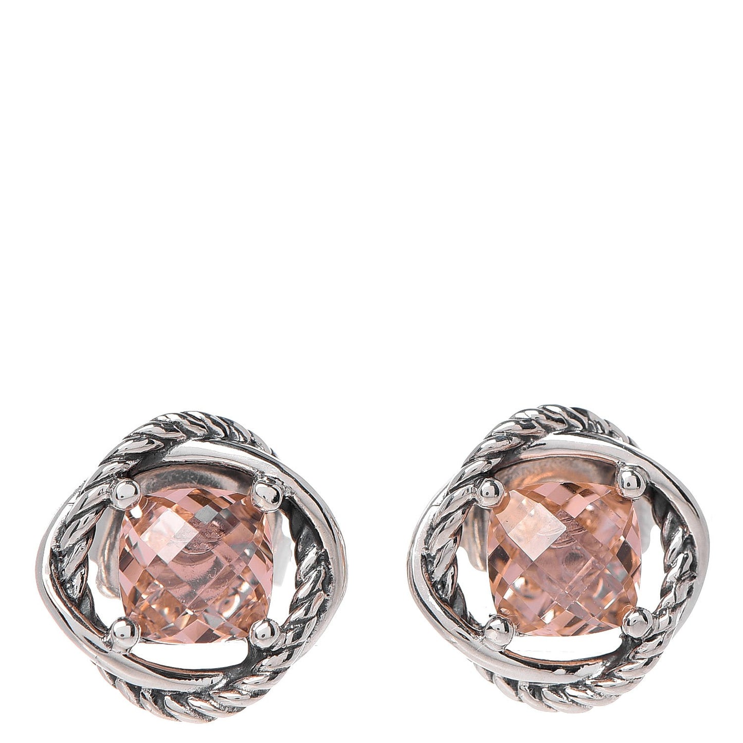 Sterling Silver Morganite 7mm Infinity Earrings