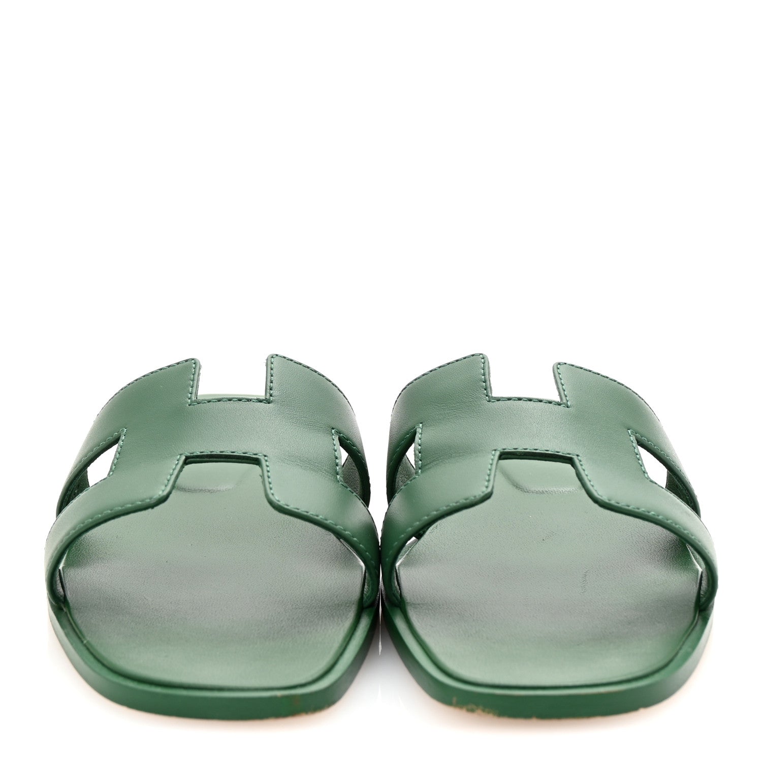 Hermes Calfskin Oran Sandals 38 Vert Electrique 3 of 10
